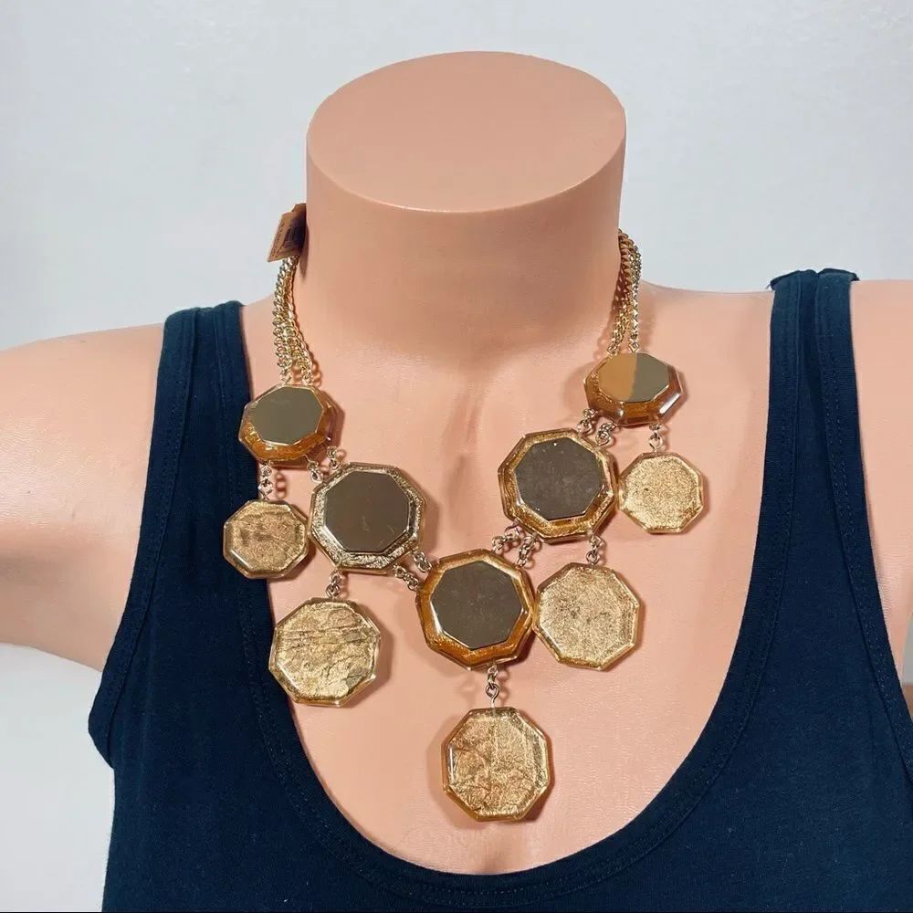 NWTāKenneth Cole $135 Vintage Y2K Gold-Tone Geometric Foil Bead ShakyāNecklace